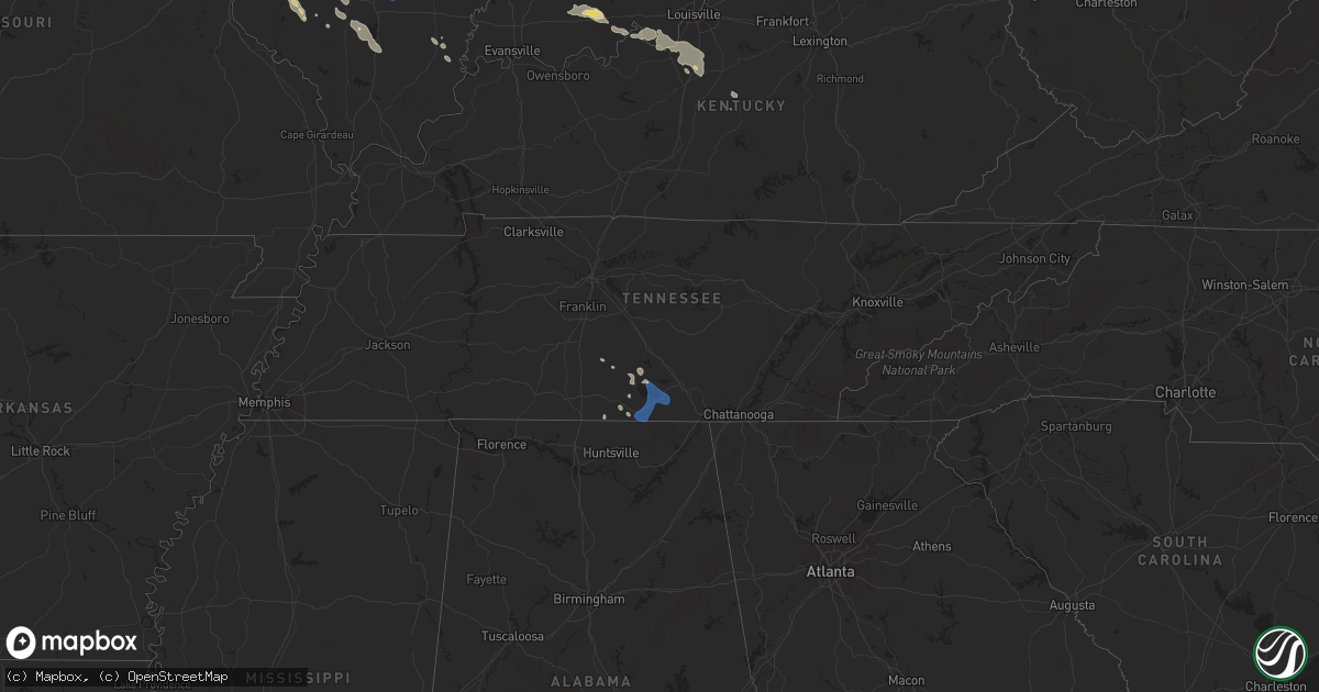 Hail map in Tennessee on July 29, 2024