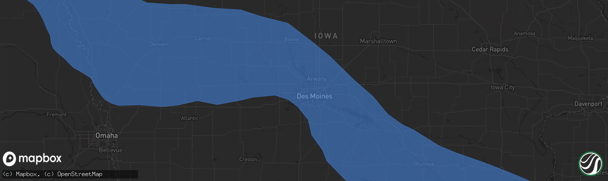 Hail map in Urbandale, IA on July 29, 2024