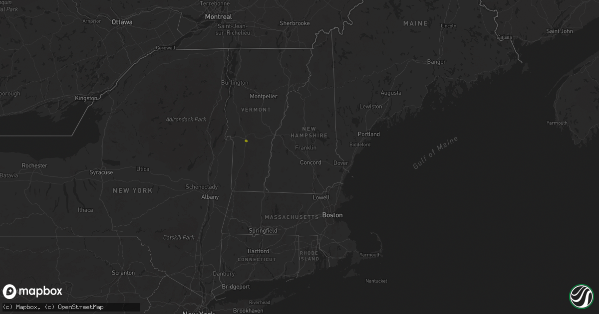 Hail map in Vermont on July 29, 2024