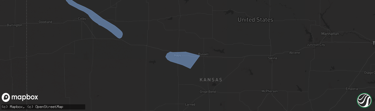 Hail map in Victoria, KS on July 29, 2024