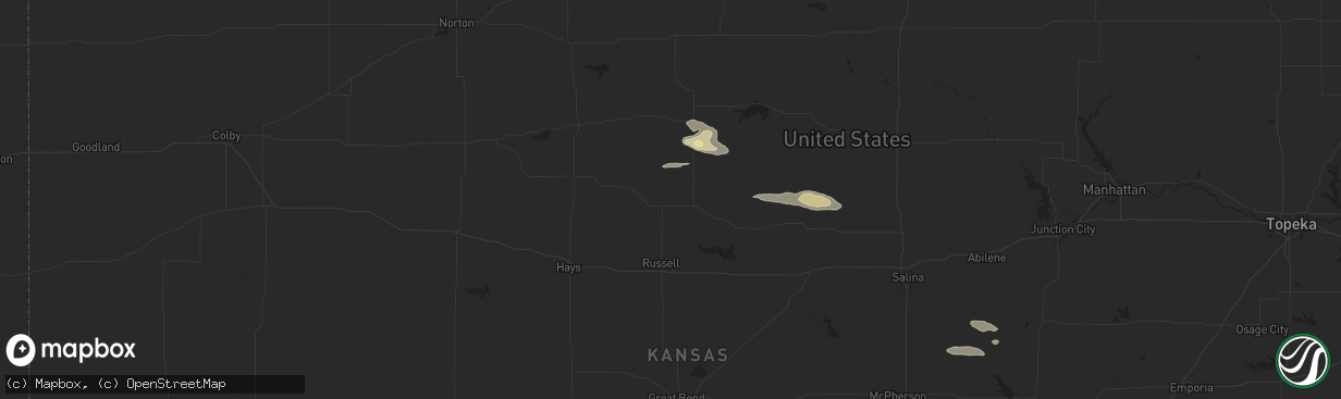 Hail map in Waldo, KS on July 29, 2024