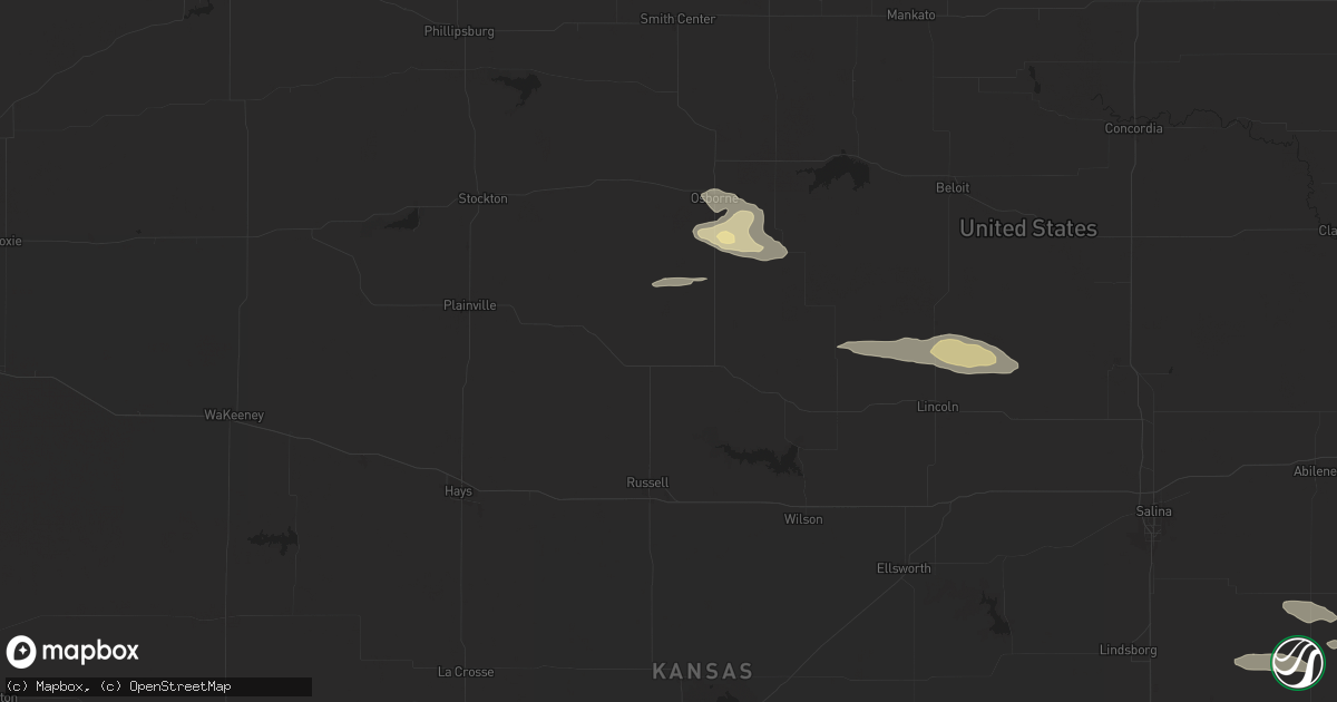 Hail map in Waldo, KS on July 29, 2024
