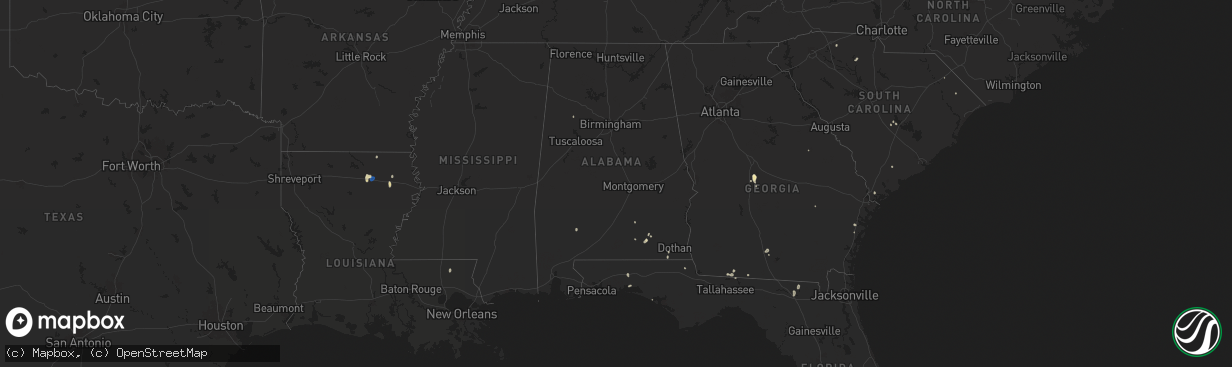 Hail map in Alabama on July 29, 2025