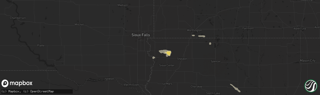 Hail map in Alvord, IA on July 29, 2025