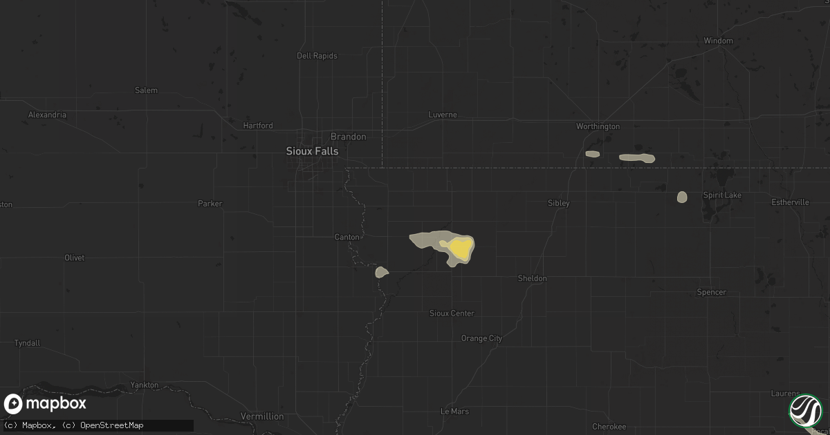 Hail map in Alvord, IA on July 29, 2025