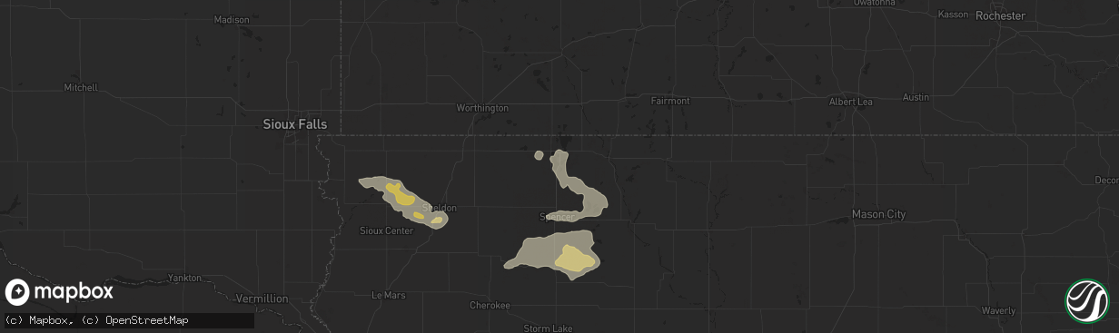 Hail map in Arnolds Park, IA on July 29, 2025