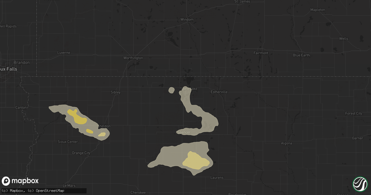 Hail map in Arnolds Park, IA on July 29, 2025