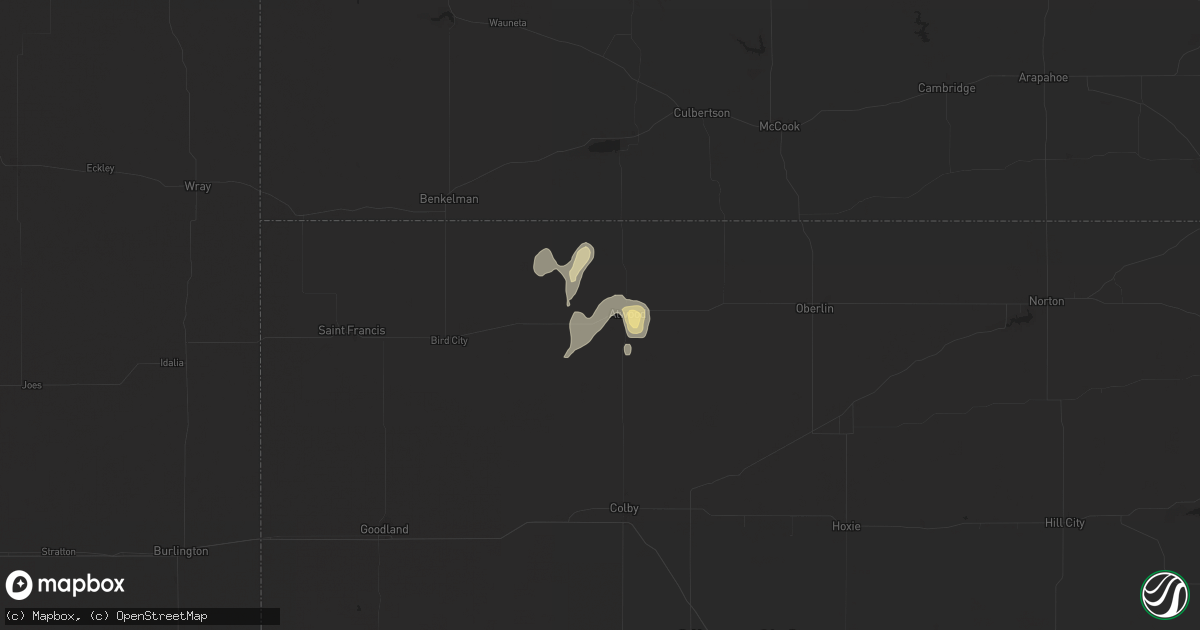 Hail map in Atwood, KS on July 29, 2025