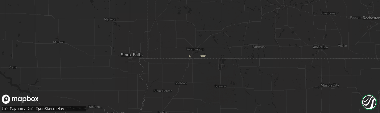Hail map in Bigelow, MN on July 29, 2025