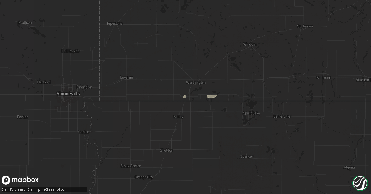 Hail map in Bigelow, MN on July 29, 2025