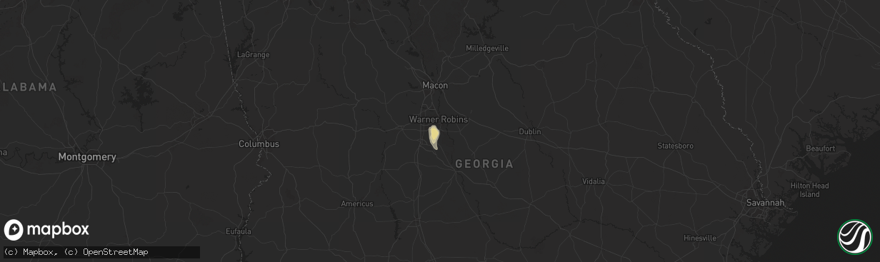 Hail map in Bonaire, GA on July 29, 2025