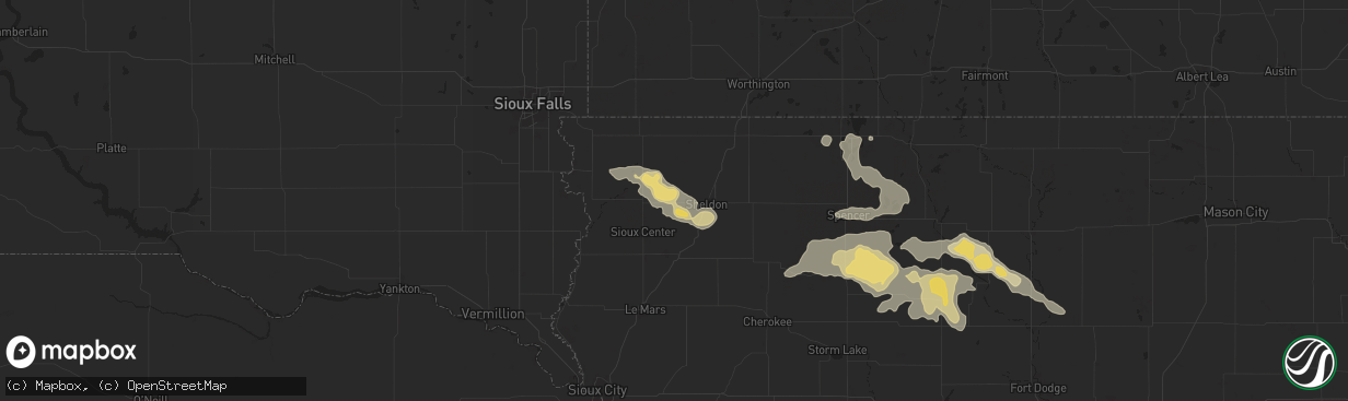 Hail map in Boyden, IA on July 29, 2025