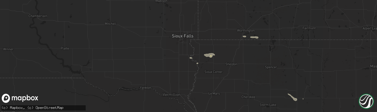 Hail map in Canton, SD on July 29, 2025