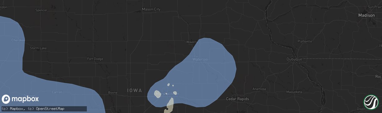 Hail map in Cedar Falls, IA on July 29, 2025