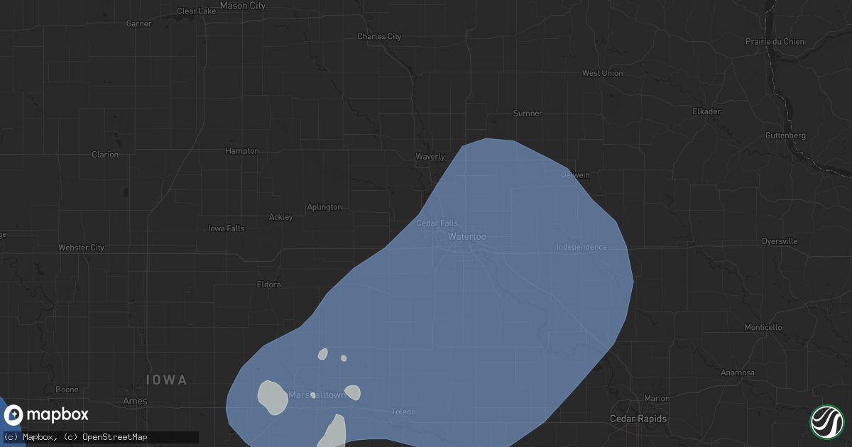 Hail map in Cedar Falls, IA on July 29, 2025
