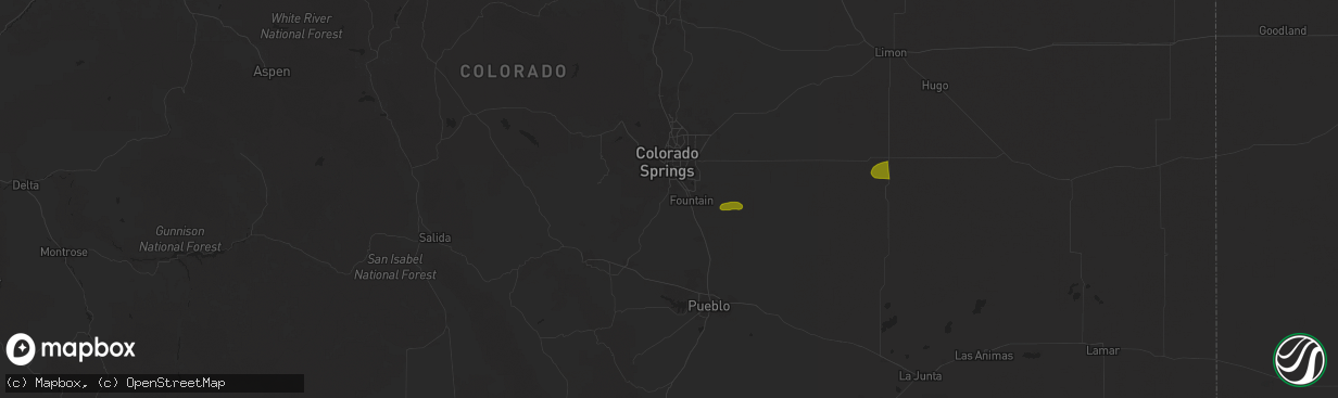 Hail map in Colorado Springs, CO on July 29, 2025