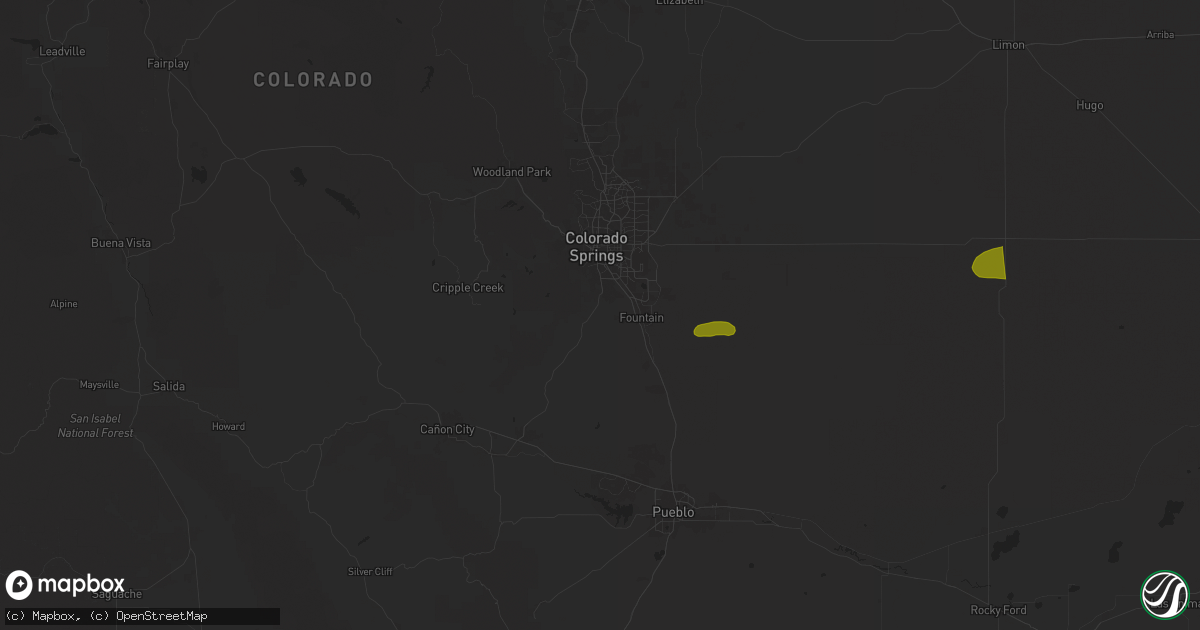 Hail map in Colorado Springs, CO on July 29, 2025