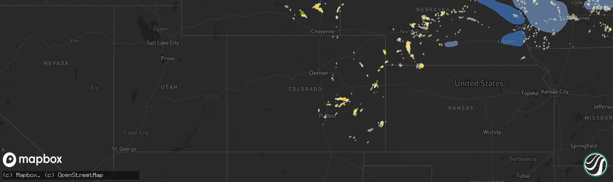 Hail map in Colorado on July 29, 2025