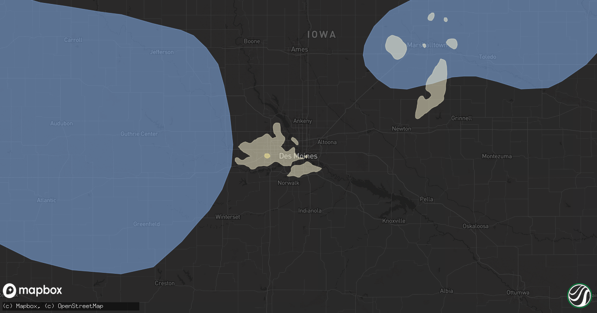 Hail map in Des Moines, IA on July 29, 2025