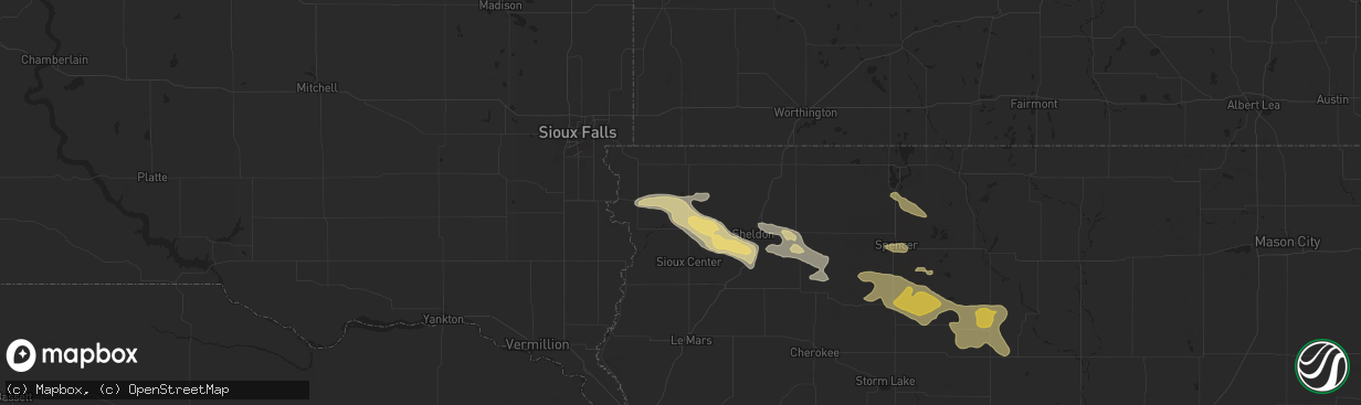 Hail map in Doon, IA on July 29, 2025