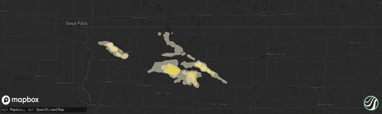 Hail map in Emmetsburg, IA on July 29, 2025