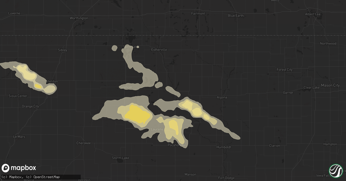 Hail map in Emmetsburg, IA on July 29, 2025