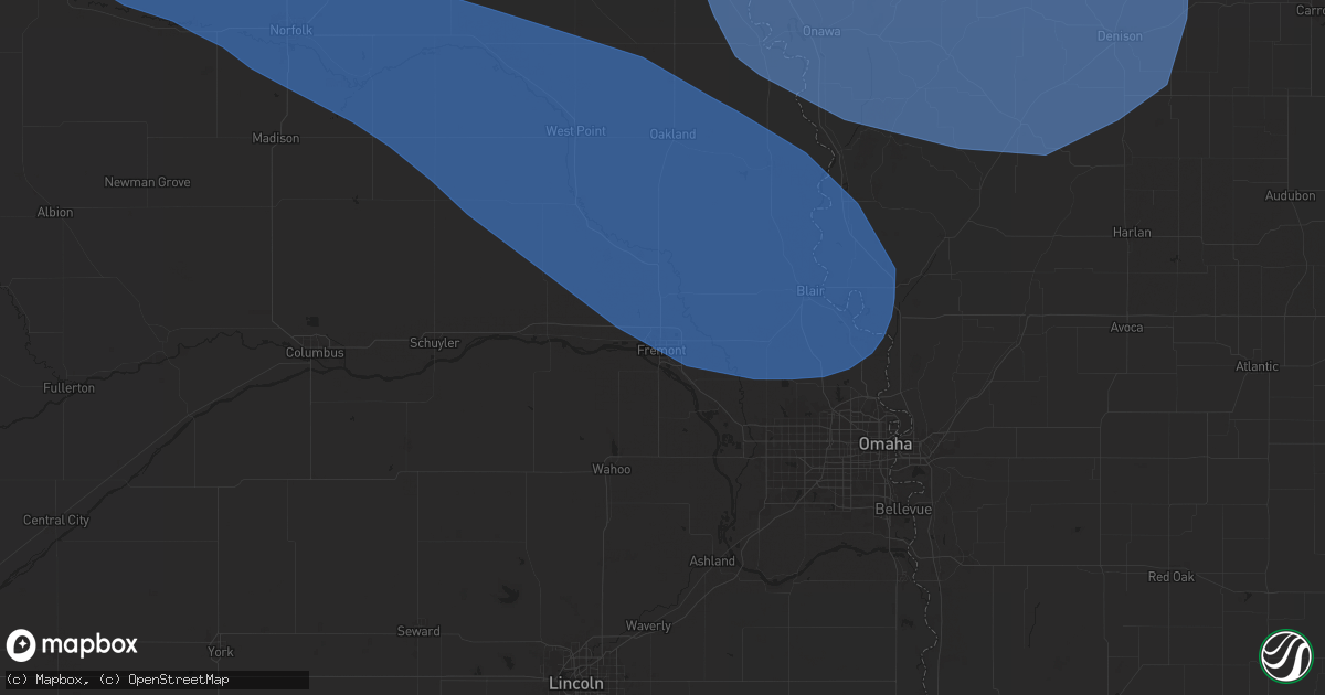 Hail map in Fremont, NE on July 29, 2025