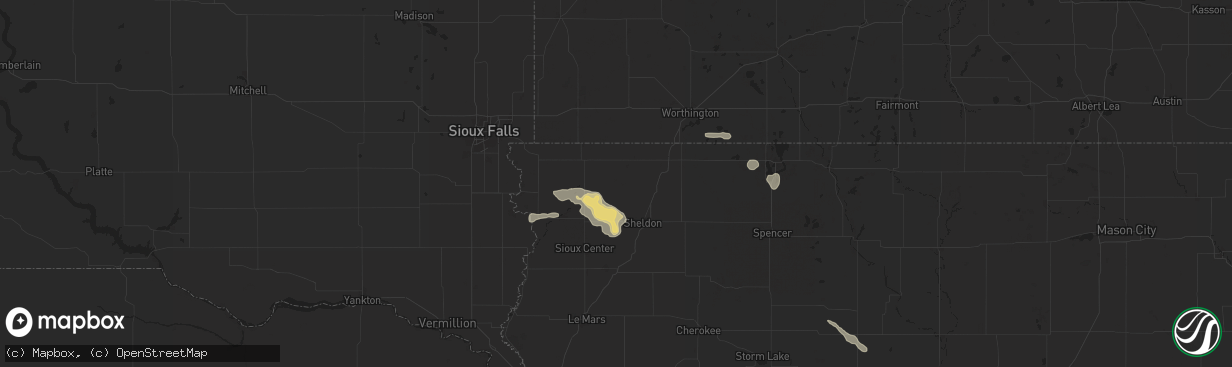 Hail map in George, IA on July 29, 2025