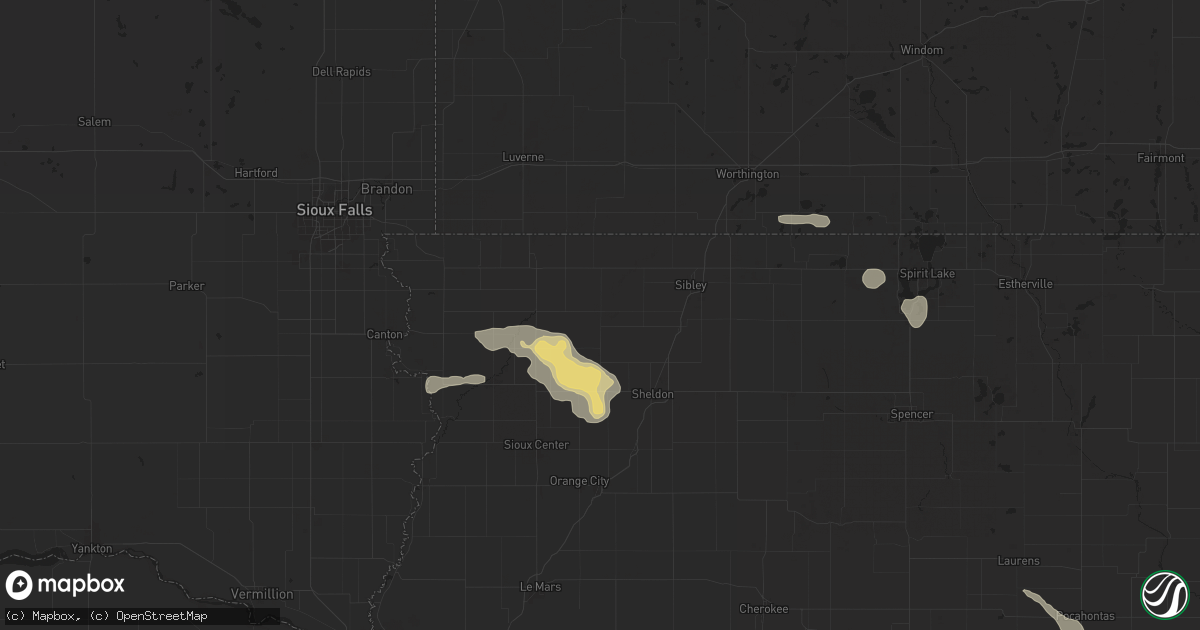 Hail map in George, IA on July 29, 2025
