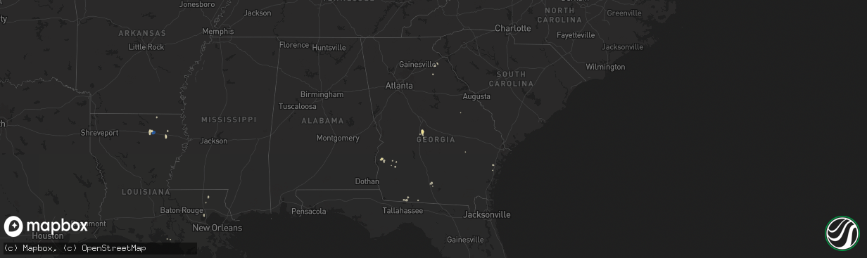 Hail map in Georgia on July 29, 2025