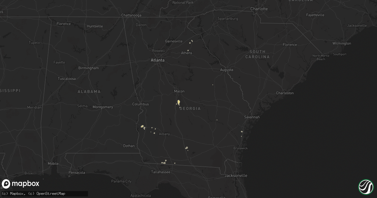 Hail map in Georgia on July 29, 2025