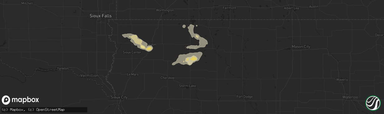 Hail map in Greenville, IA on July 29, 2025