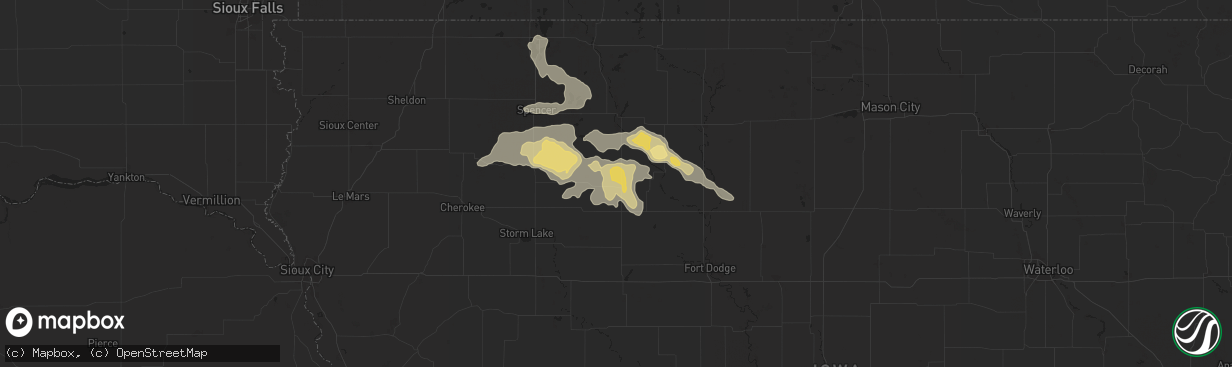 Hail map in Havelock, IA on July 29, 2025
