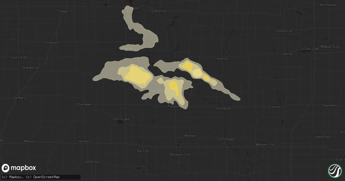 Hail map in Havelock, IA on July 29, 2025