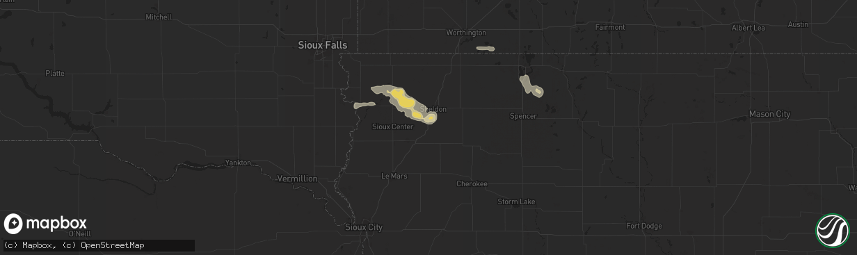 Hail map in Hospers, IA on July 29, 2025