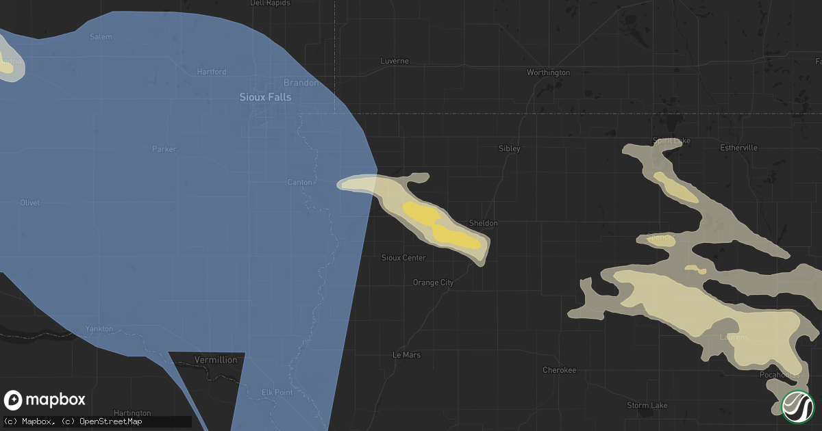 Hail map in Hull, IA on July 29, 2025