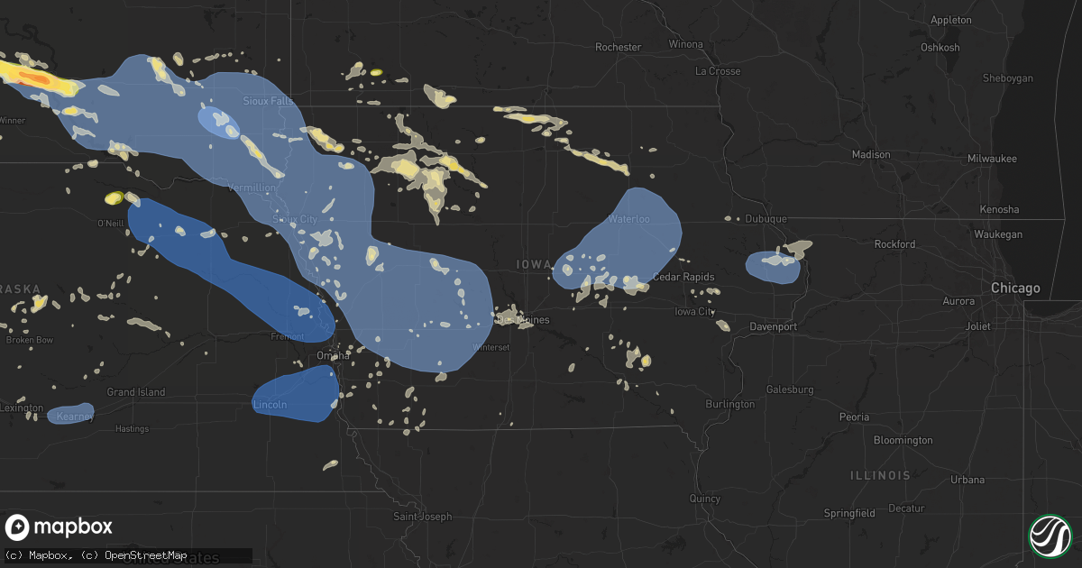 Hail map in Iowa on July 29, 2025