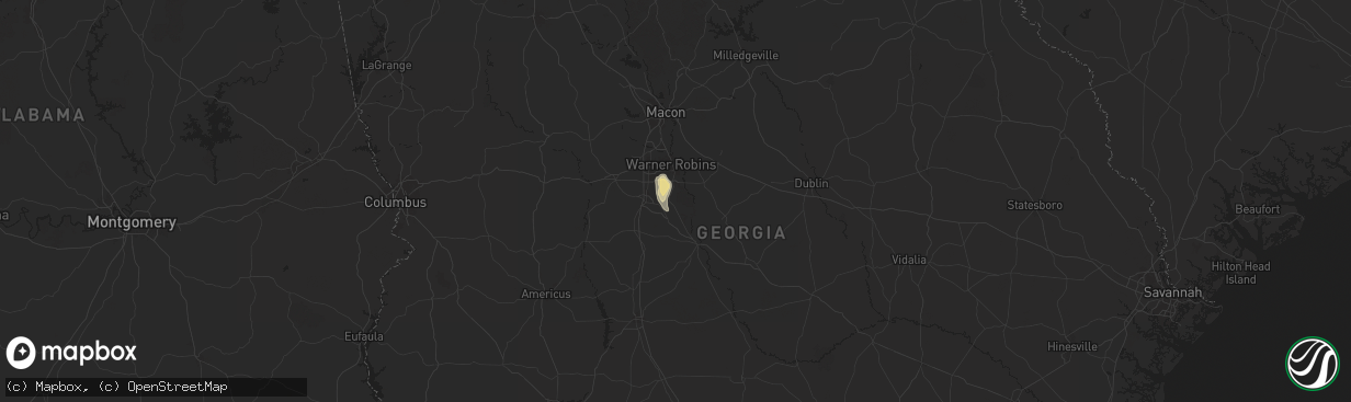 Hail map in Kathleen, GA on July 29, 2025