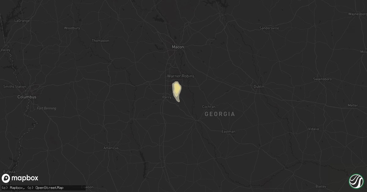 Hail map in Kathleen, GA on July 29, 2025