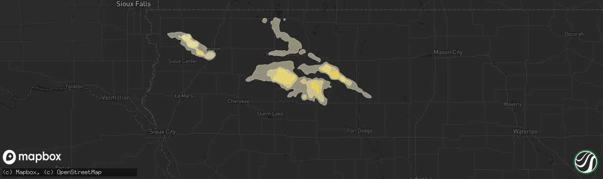 Hail map in Laurens, IA on July 29, 2025
