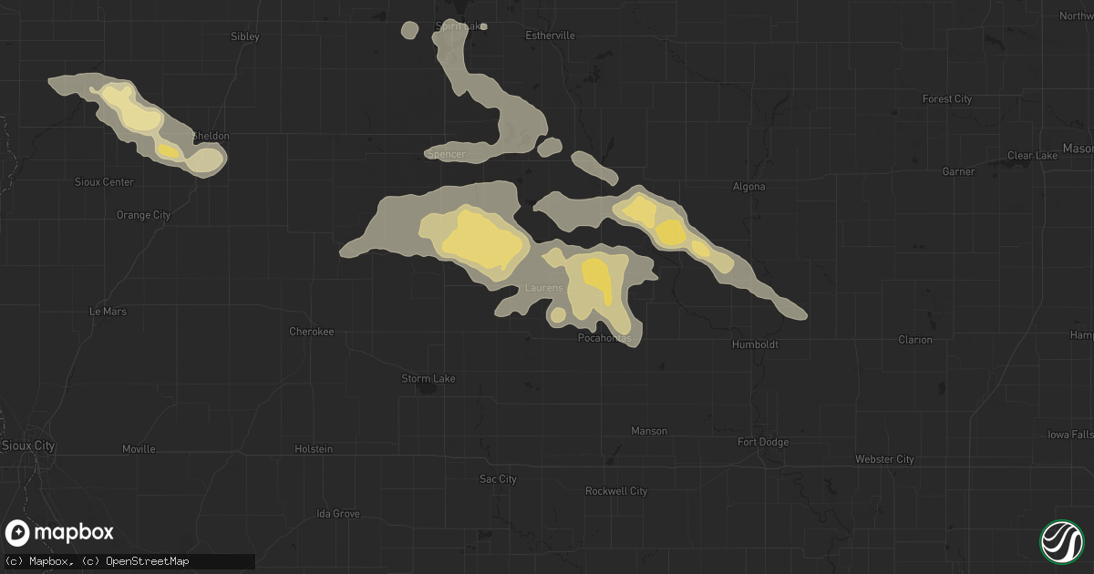 Hail map in Laurens, IA on July 29, 2025