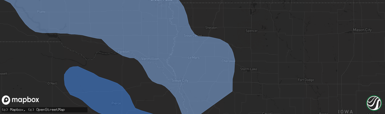 Hail map in Le Mars, IA on July 29, 2025