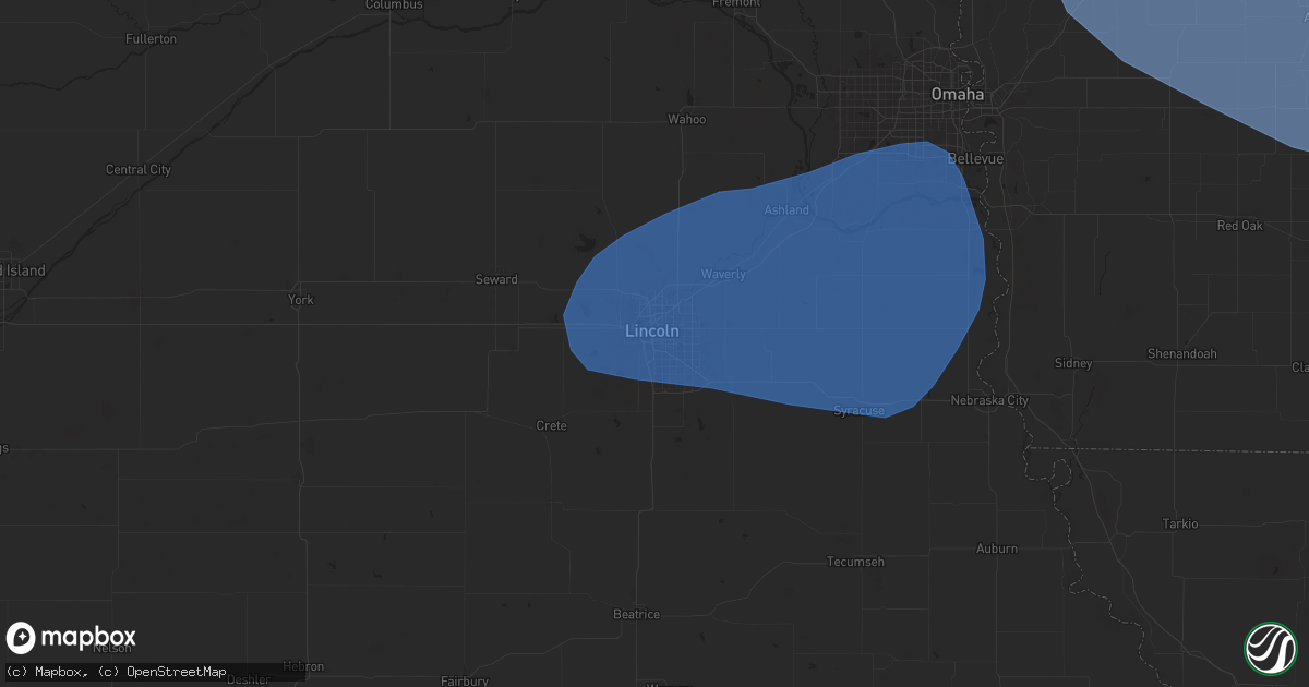 Hail map in Lincoln, NE on July 29, 2025