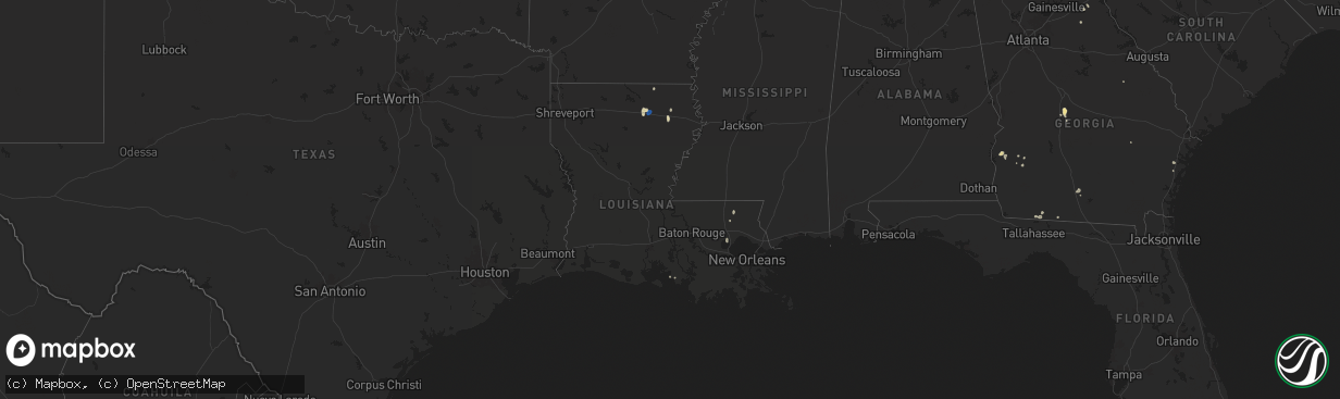 Hail map in Louisiana on July 29, 2025