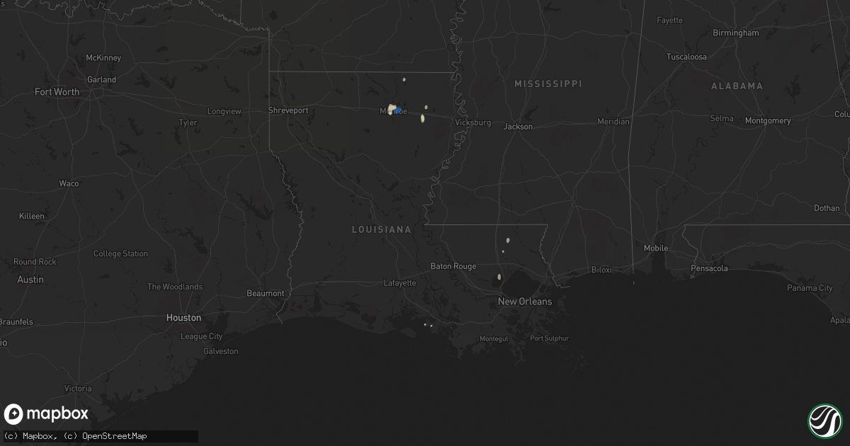 Hail map in Louisiana on July 29, 2025