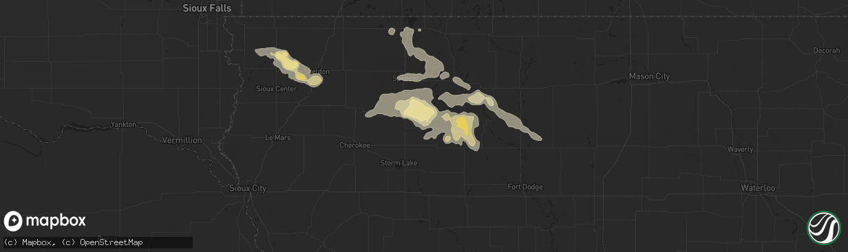 Hail map in Marathon, IA on July 29, 2025