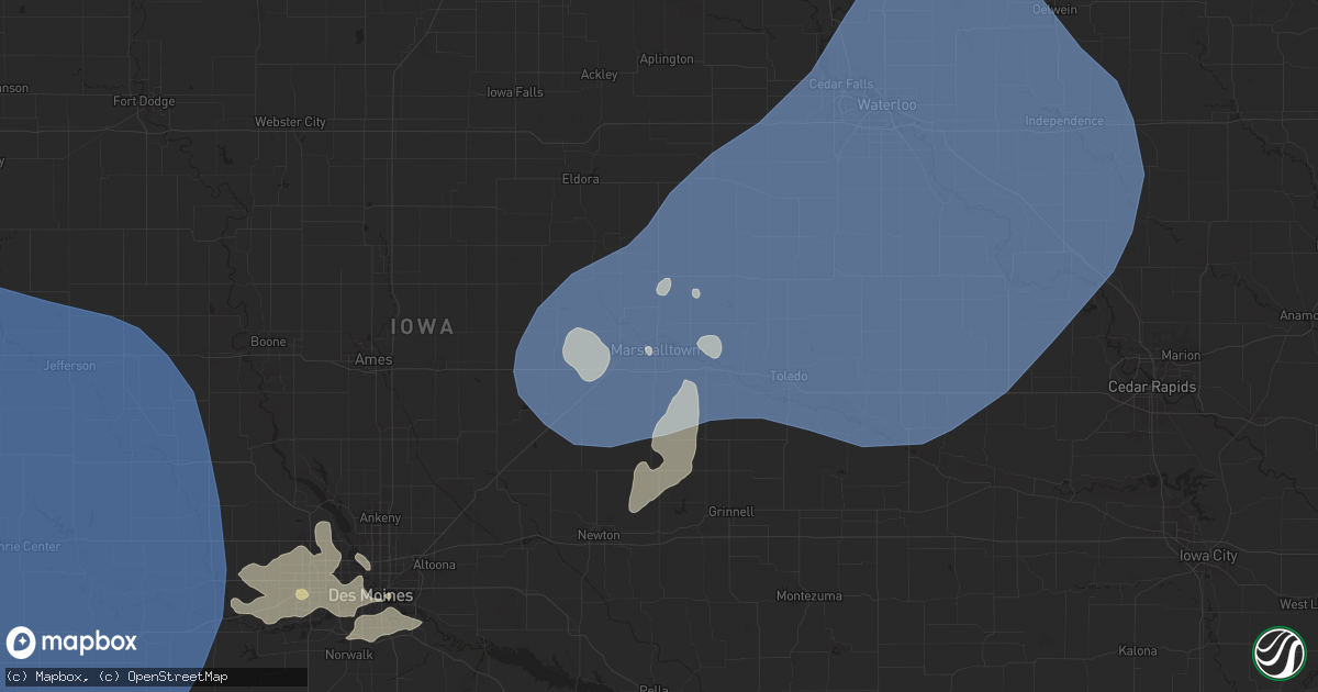 Hail map in Marshalltown, IA on July 29, 2025