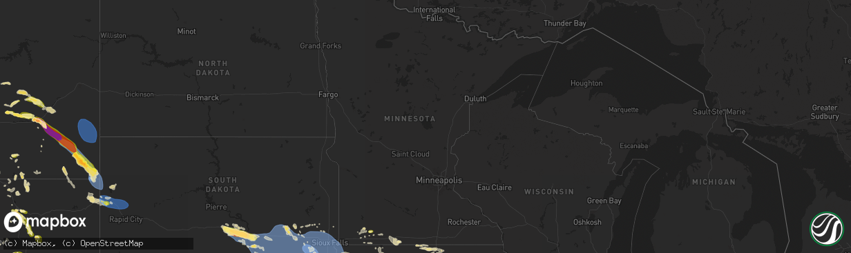 Hail map in Minnesota on July 29, 2025