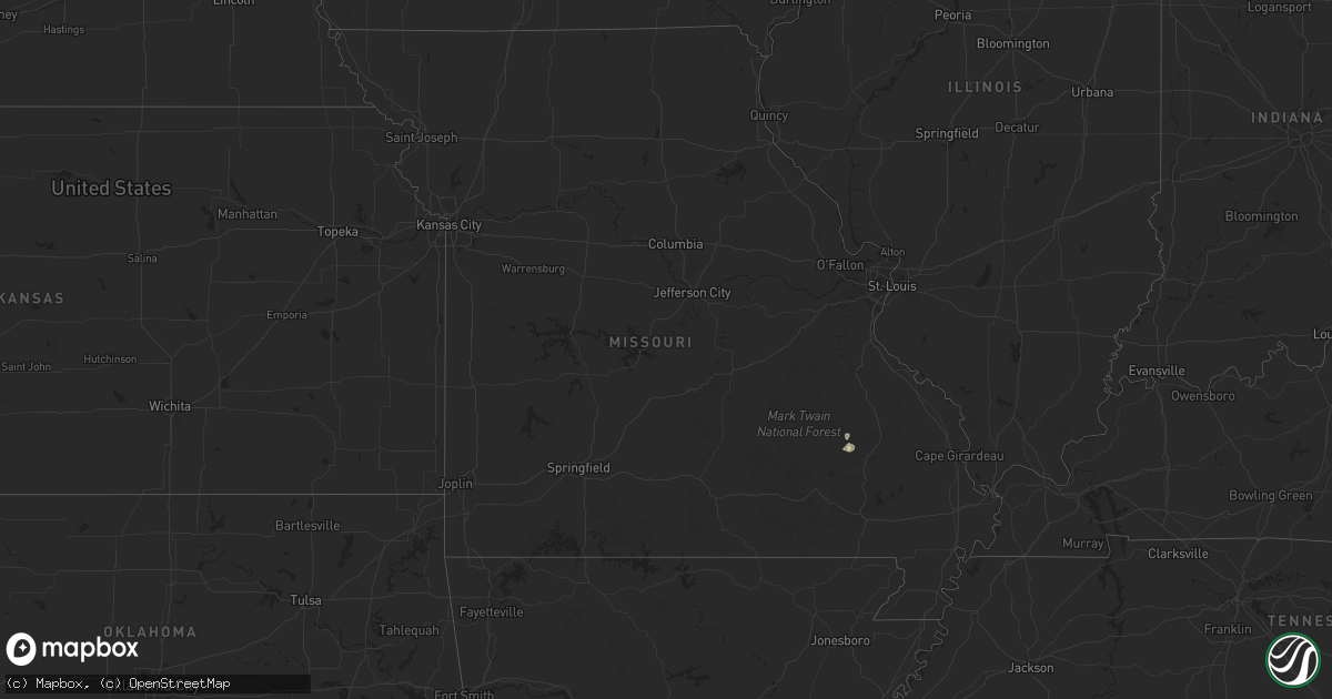 Hail map in Missouri on July 29, 2025