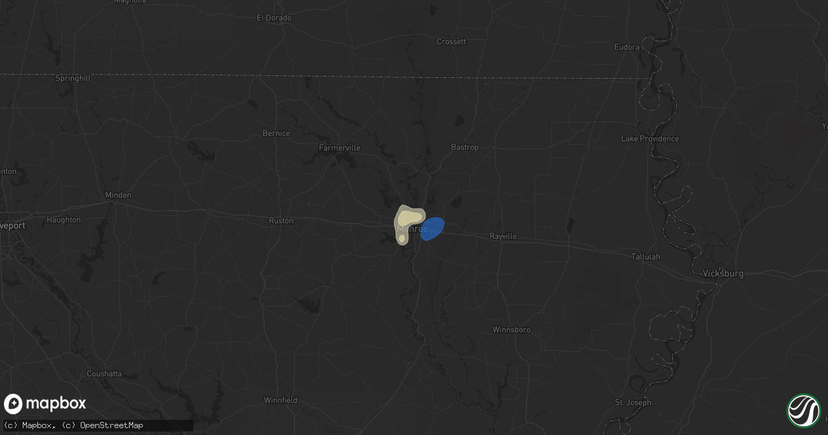 Hail map in Monroe, LA on July 29, 2025